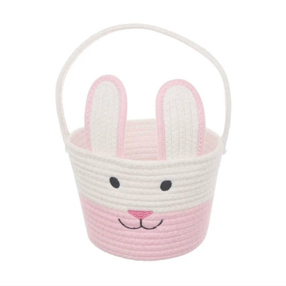 2 Bunny Ear Rope Easter Baskets - Blue and Pink Options